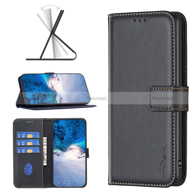 Leather Case Stands Flip Cover Holder B23F for Oppo A79 5G