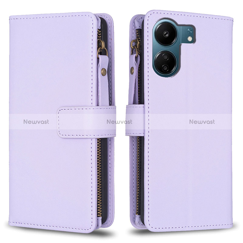 Leather Case Stands Flip Cover Holder B23F for Xiaomi Redmi 13C