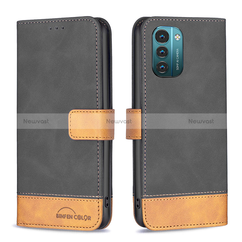 Leather Case Stands Flip Cover Holder B25F for Nokia G11 Black