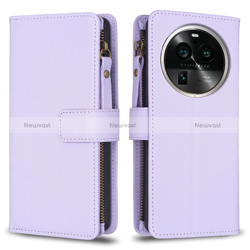 Leather Case Stands Flip Cover Holder B25F for Oppo Find X6 Pro 5G Clove Purple