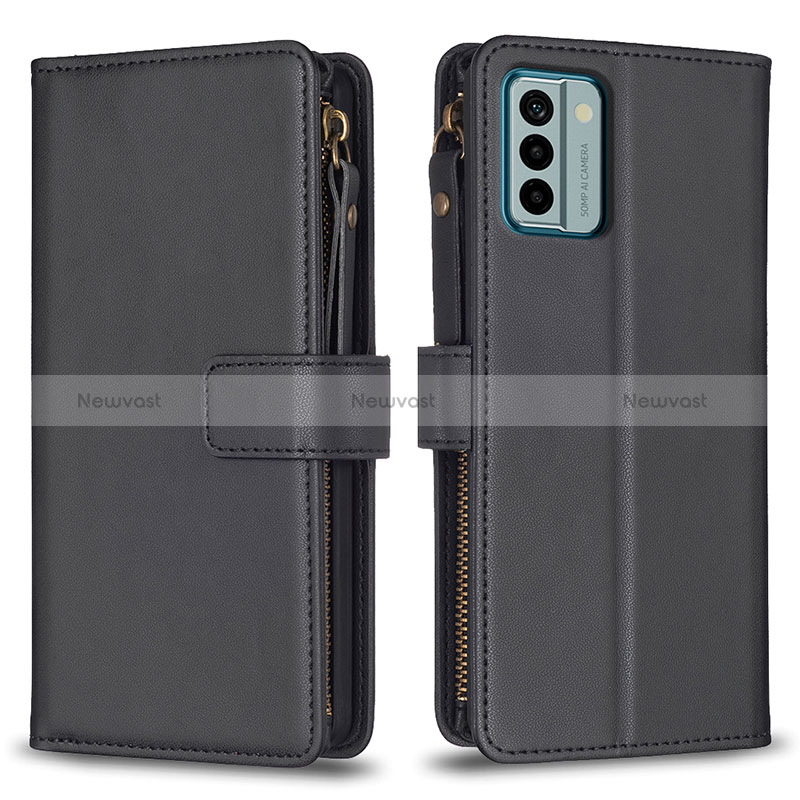 Leather Case Stands Flip Cover Holder B26F for Nokia G22 Black