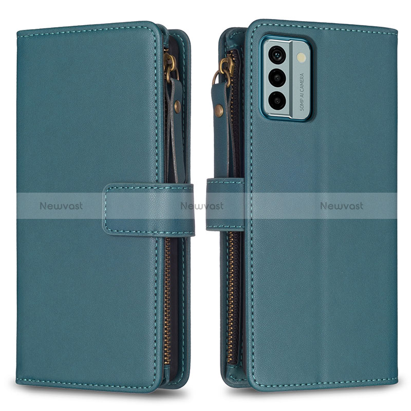 Leather Case Stands Flip Cover Holder B26F for Nokia G22 Green