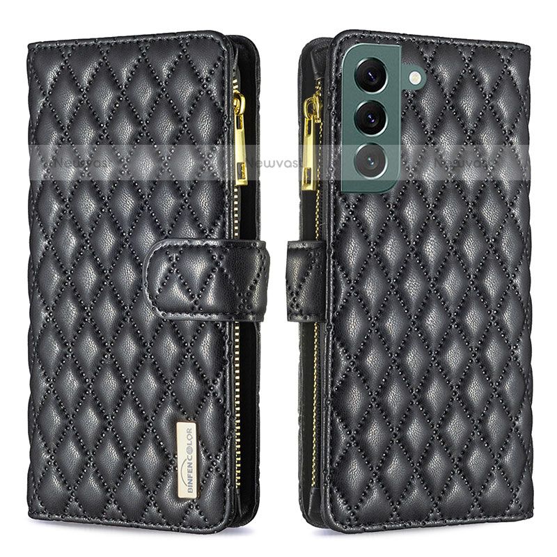 Leather Case Stands Flip Cover Holder BF1 for Samsung Galaxy S23 5G Black