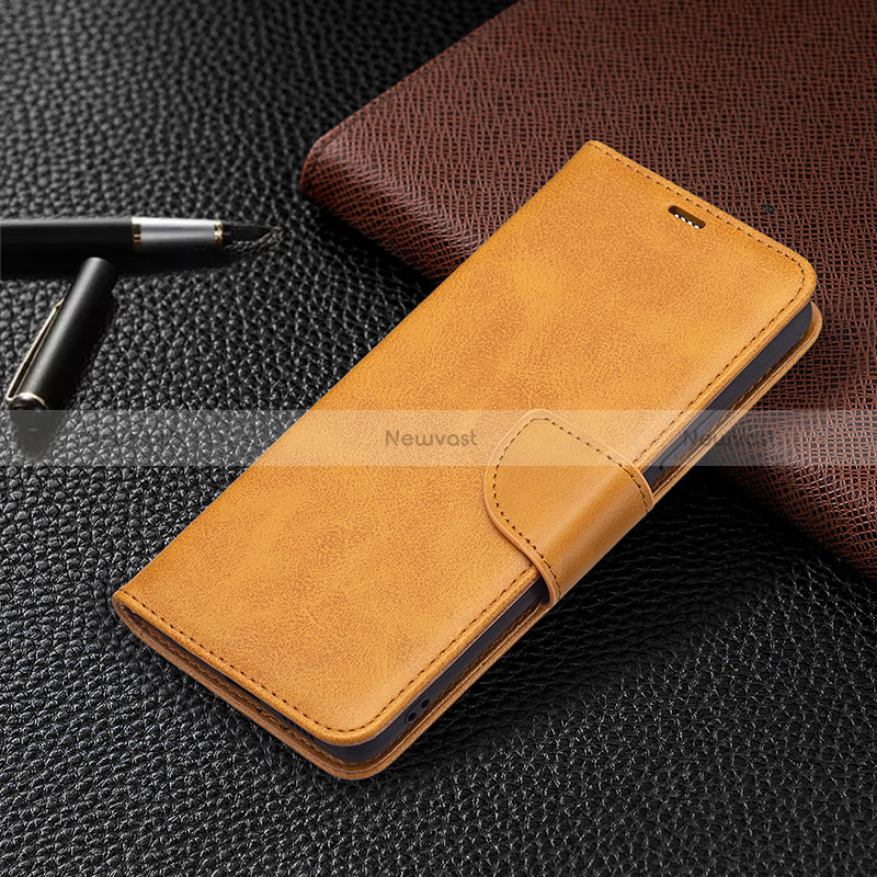 Leather Case Stands Flip Cover Holder BF1 for Xiaomi Redmi Note 10 Pro 4G Light Brown