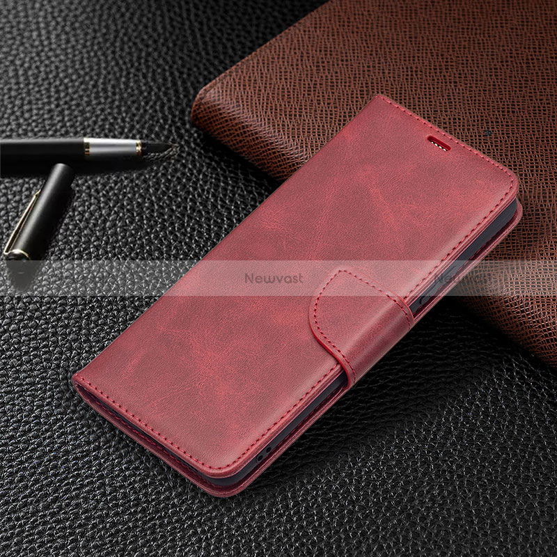 Leather Case Stands Flip Cover Holder BF1 for Xiaomi Redmi Note 10 Pro 4G Red