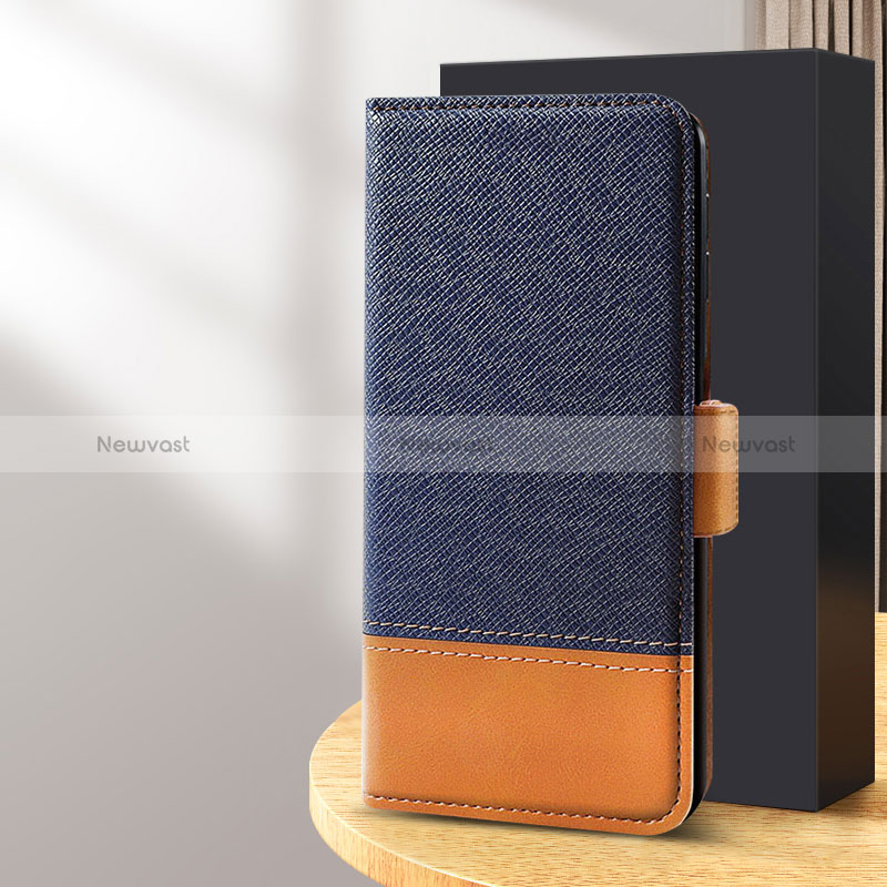 Leather Case Stands Flip Cover Holder BF18 for Samsung Galaxy S24 5G Blue