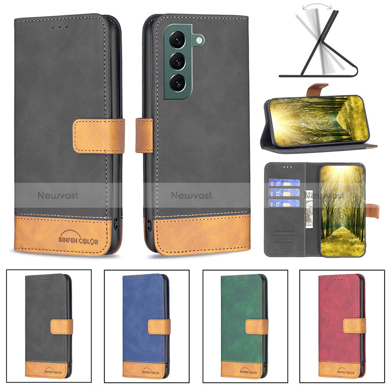 Leather Case Stands Flip Cover Holder BF2 for Samsung Galaxy S24 Plus 5G