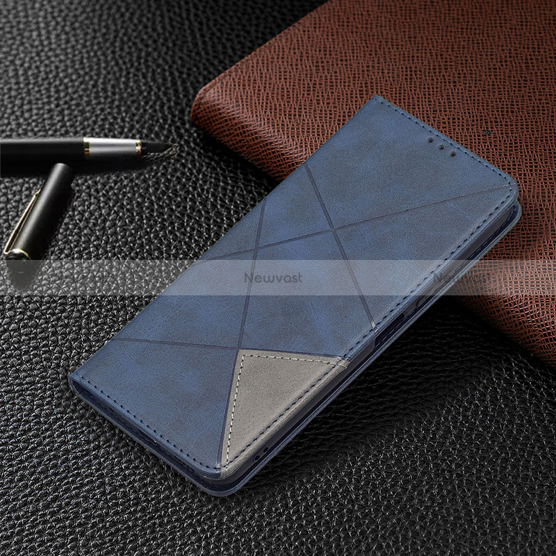 Leather Case Stands Flip Cover Holder BF5 for Xiaomi Redmi Note 10 Pro 4G Blue