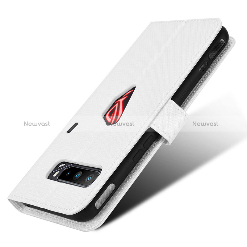 Leather Case Stands Flip Cover Holder BY1 for Asus ROG Phone 3 White