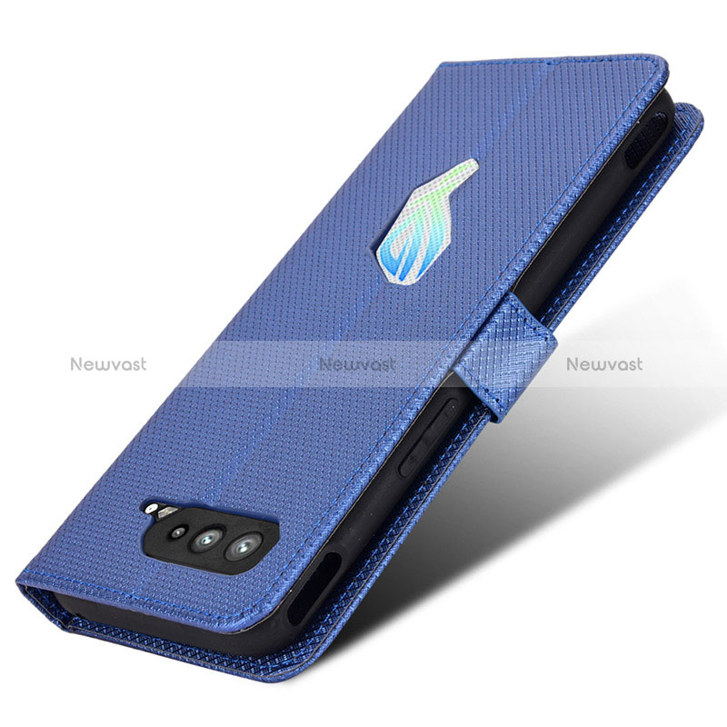 Leather Case Stands Flip Cover Holder BY1 for Asus ROG Phone 5 Ultimate Blue