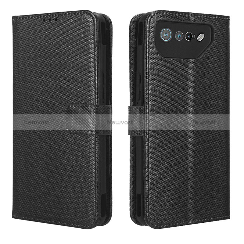 Leather Case Stands Flip Cover Holder BY1 for Asus ROG Phone 7 Black