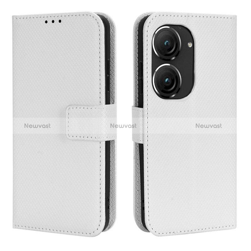 Leather Case Stands Flip Cover Holder BY1 for Asus ZenFone 10 White