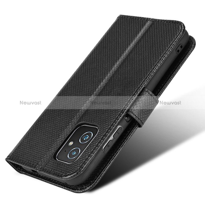 Leather Case Stands Flip Cover Holder BY1 for Asus Zenfone 8 ZS590KS Black