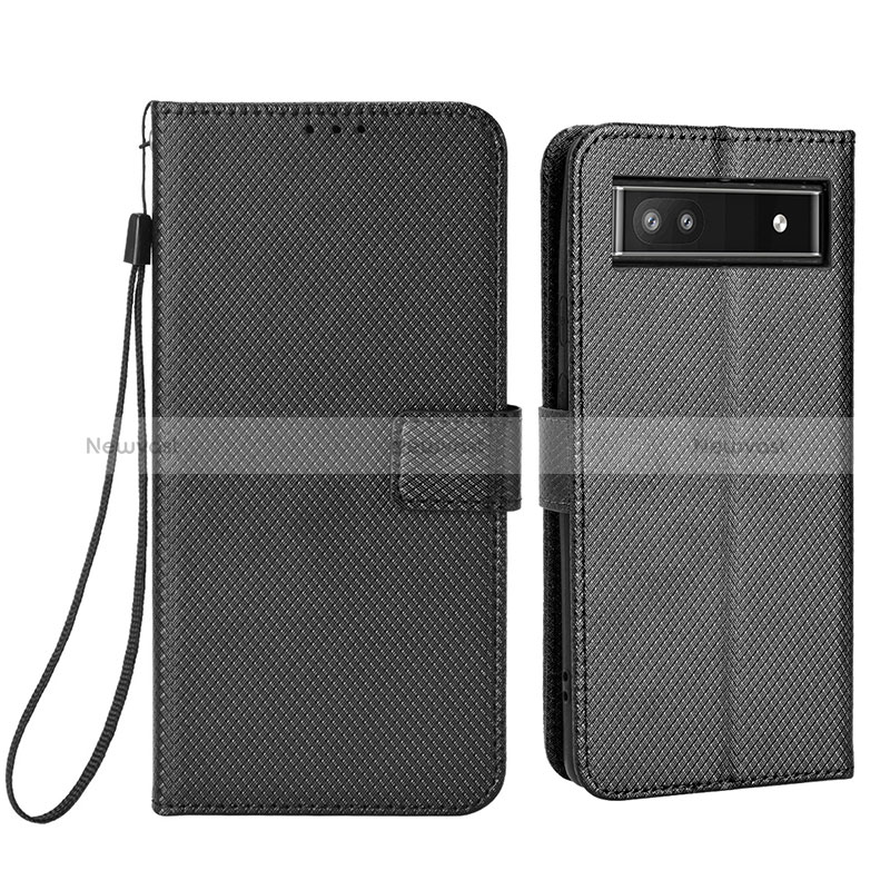 Leather Case Stands Flip Cover Holder BY1 for Google Pixel 6a 5G Black