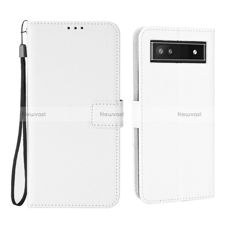 Leather Case Stands Flip Cover Holder BY1 for Google Pixel 6a 5G White