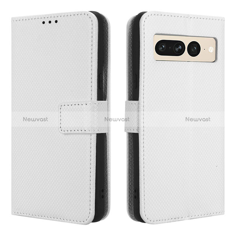 Leather Case Stands Flip Cover Holder BY1 for Google Pixel 7 Pro 5G White