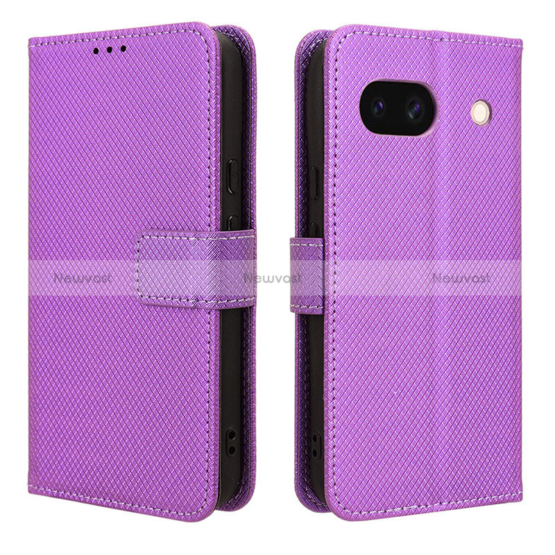 Leather Case Stands Flip Cover Holder BY1 for Google Pixel 8a 5G Purple