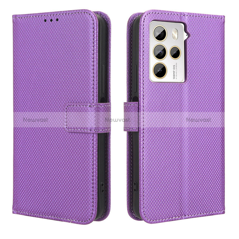 Leather Case Stands Flip Cover Holder BY1 for HTC U23 Pro 5G Purple