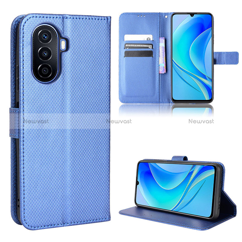 Leather Case Stands Flip Cover Holder BY1 for Huawei Enjoy 50 Blue