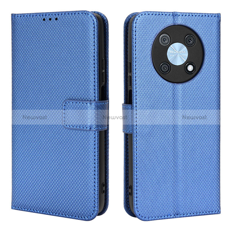 Leather Case Stands Flip Cover Holder BY1 for Huawei Enjoy 50 Pro Blue