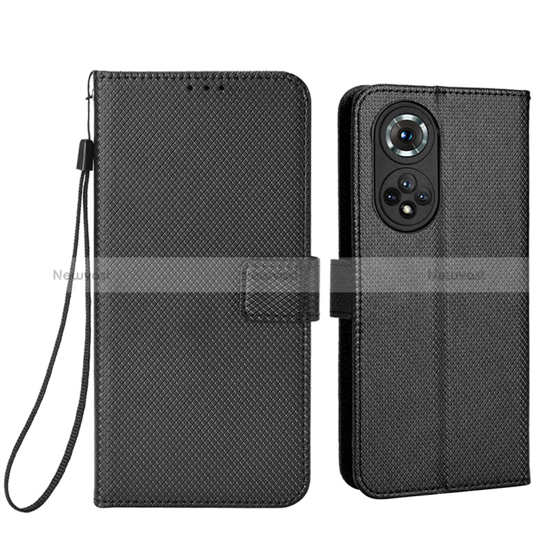 Leather Case Stands Flip Cover Holder BY1 for Huawei Honor 50 Pro 5G Black