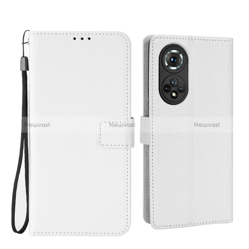 Leather Case Stands Flip Cover Holder BY1 for Huawei Honor 50 Pro 5G White