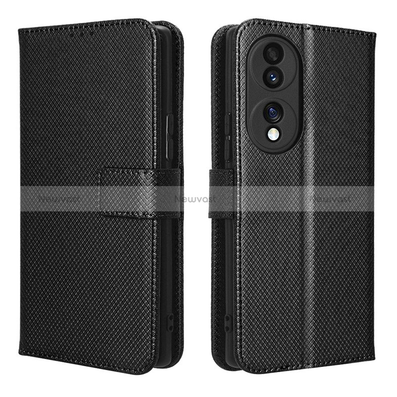 Leather Case Stands Flip Cover Holder BY1 for Huawei Honor 70 5G Black