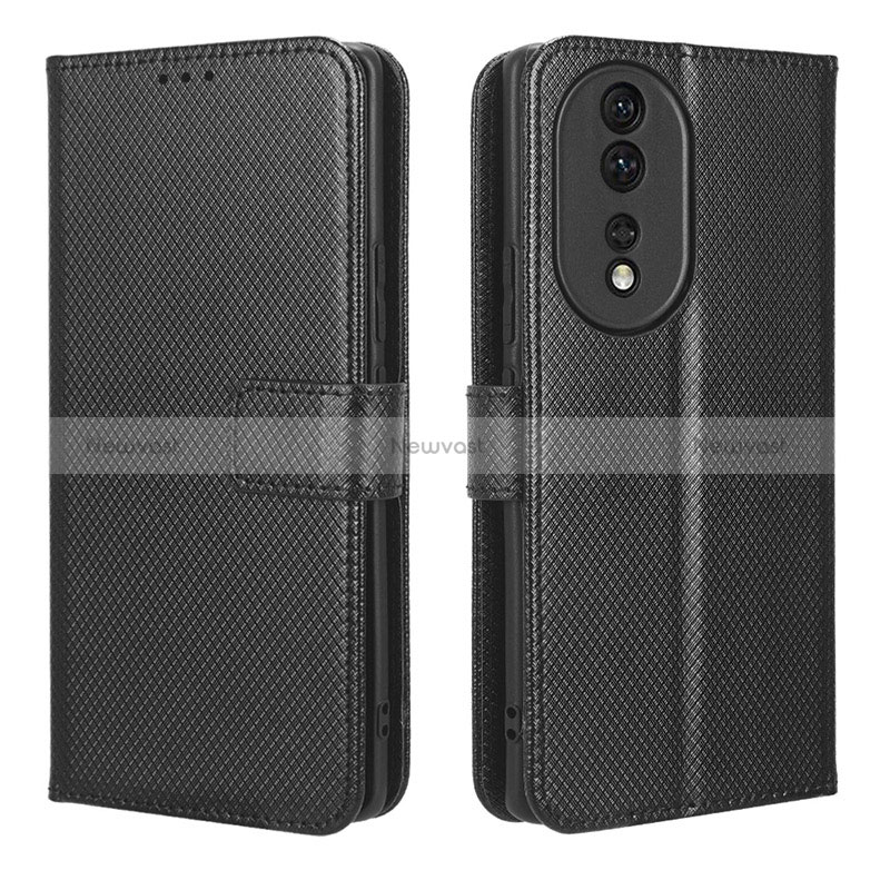 Leather Case Stands Flip Cover Holder BY1 for Huawei Honor 80 5G Black