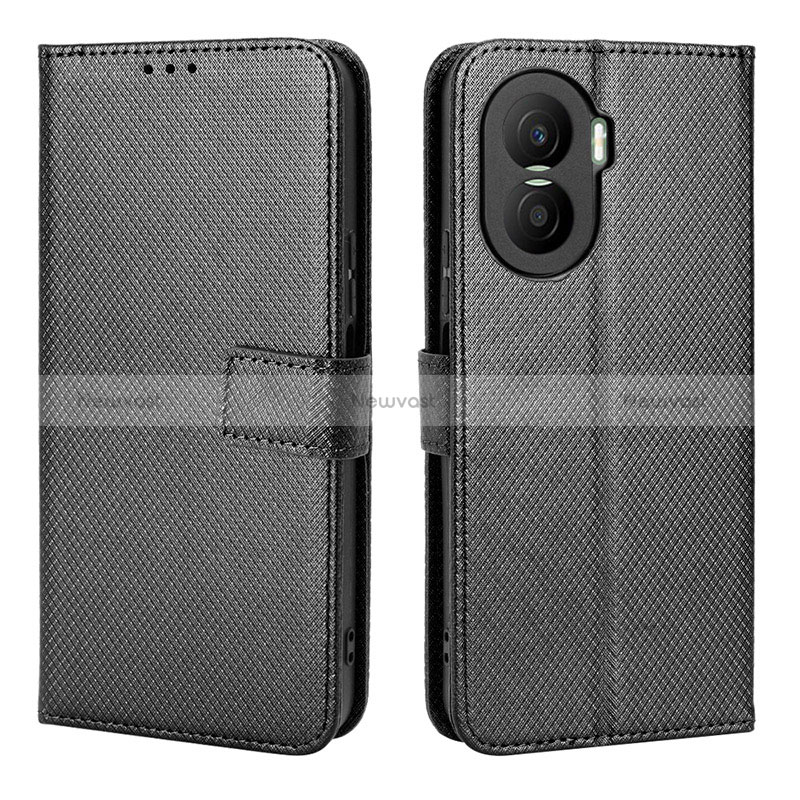 Leather Case Stands Flip Cover Holder BY1 for Huawei Honor X40i 5G Black