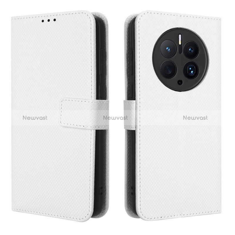 Leather Case Stands Flip Cover Holder BY1 for Huawei Mate 50 Pro White