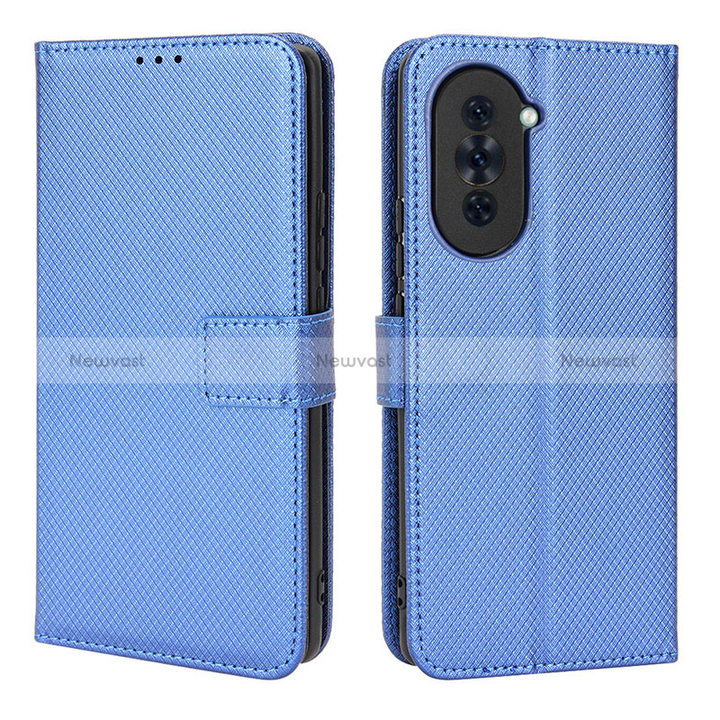 Leather Case Stands Flip Cover Holder BY1 for Huawei Nova 10 Blue