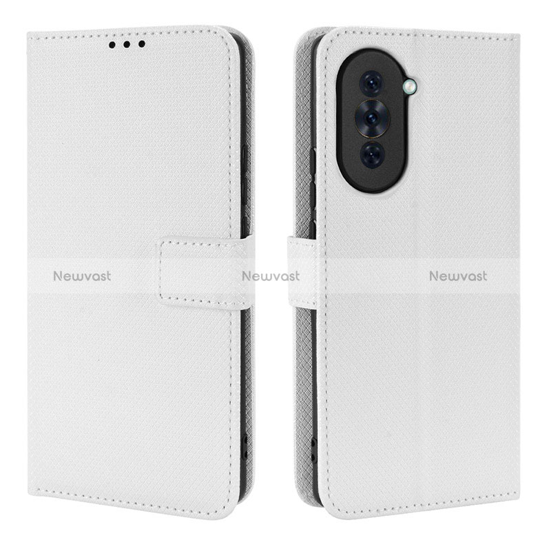 Leather Case Stands Flip Cover Holder BY1 for Huawei Nova 10 Pro White