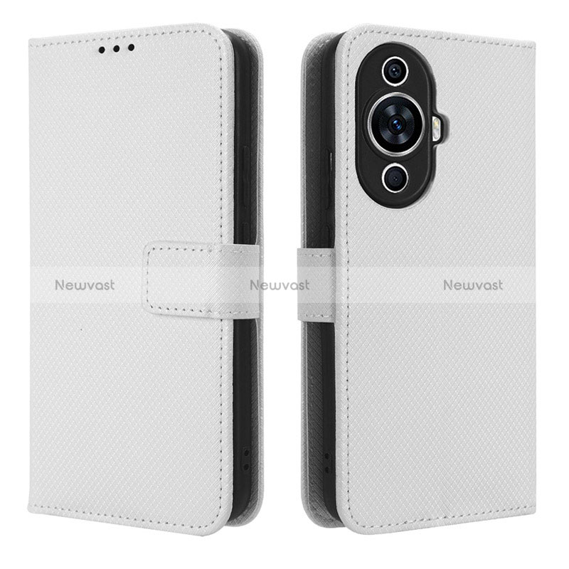 Leather Case Stands Flip Cover Holder BY1 for Huawei Nova 11 White