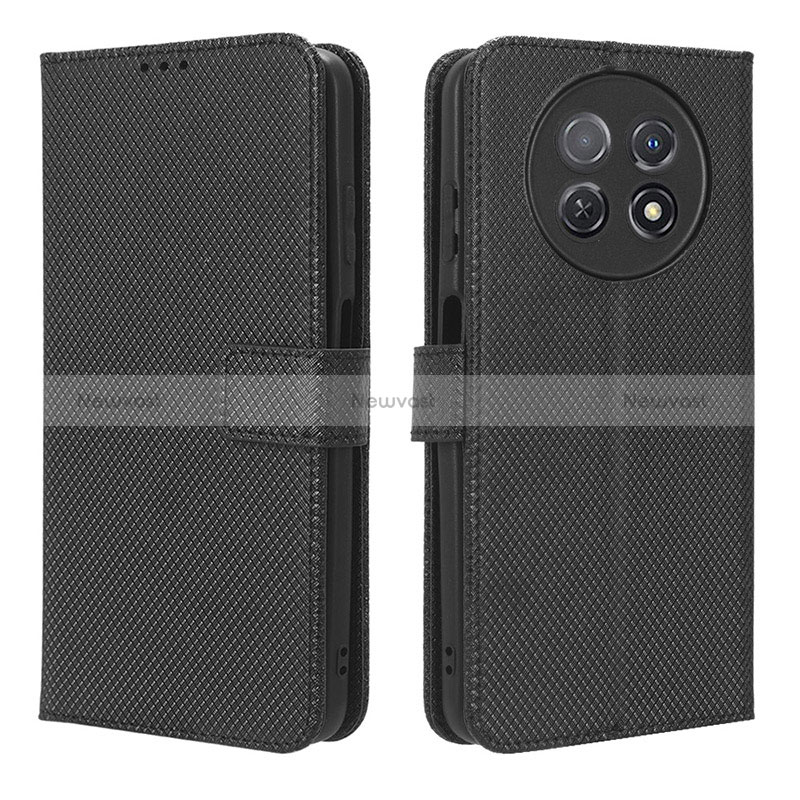 Leather Case Stands Flip Cover Holder BY1 for Huawei Nova Y91 Black