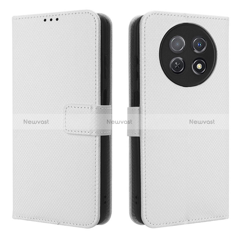 Leather Case Stands Flip Cover Holder BY1 for Huawei Nova Y91 White