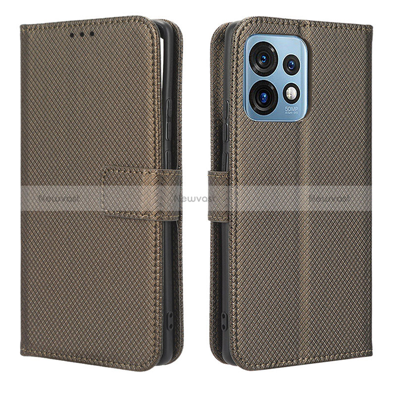 Leather Case Stands Flip Cover Holder BY1 for Motorola Moto Edge 40 Pro 5G Brown