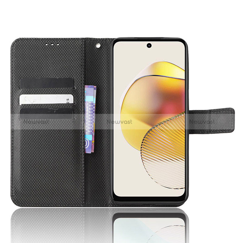 Leather Case Stands Flip Cover Holder BY1 for Motorola Moto G53j 5G