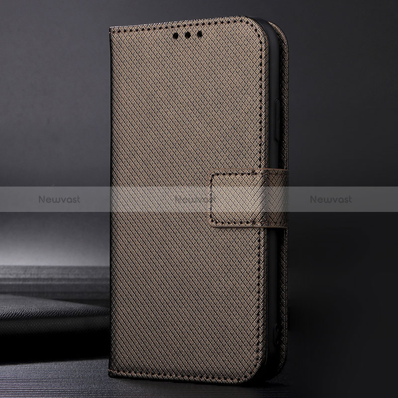 Leather Case Stands Flip Cover Holder BY1 for Nokia C01 Plus Brown