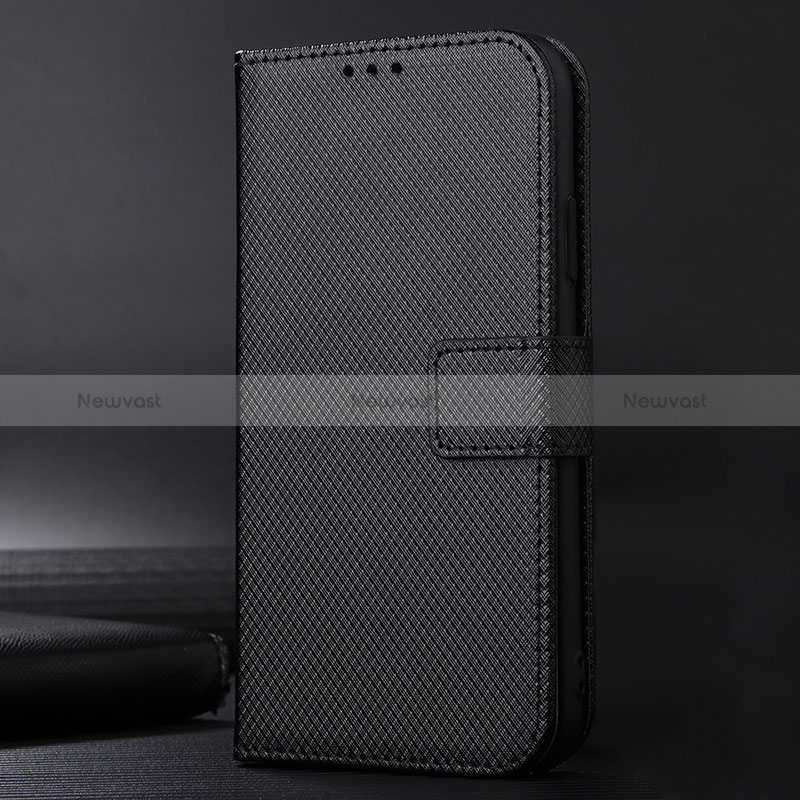 Leather Case Stands Flip Cover Holder BY1 for Nokia C10 Black