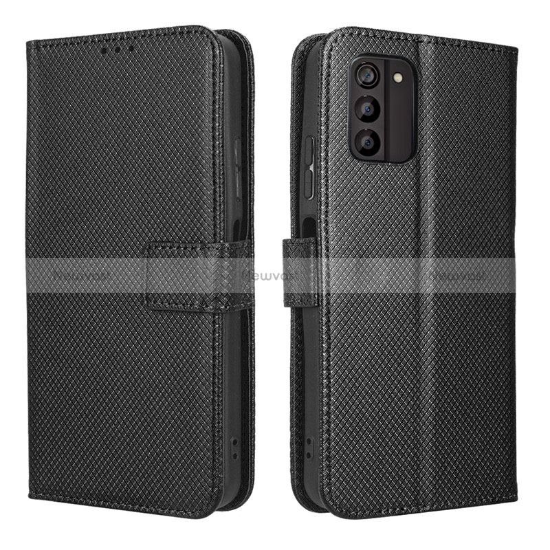 Leather Case Stands Flip Cover Holder BY1 for Nokia G100 Black