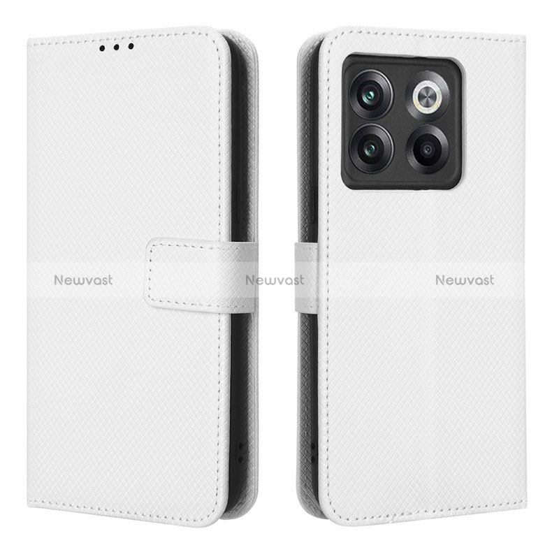 Leather Case Stands Flip Cover Holder BY1 for OnePlus Ace Pro 5G White