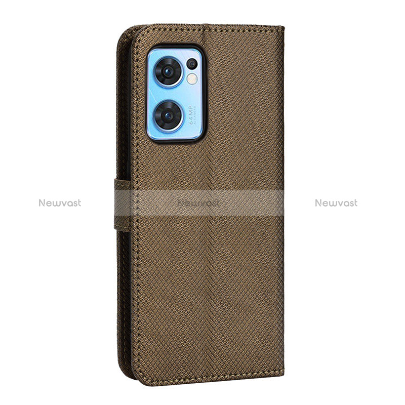 Leather Case Stands Flip Cover Holder BY1 for OnePlus Nord CE 2 5G Brown