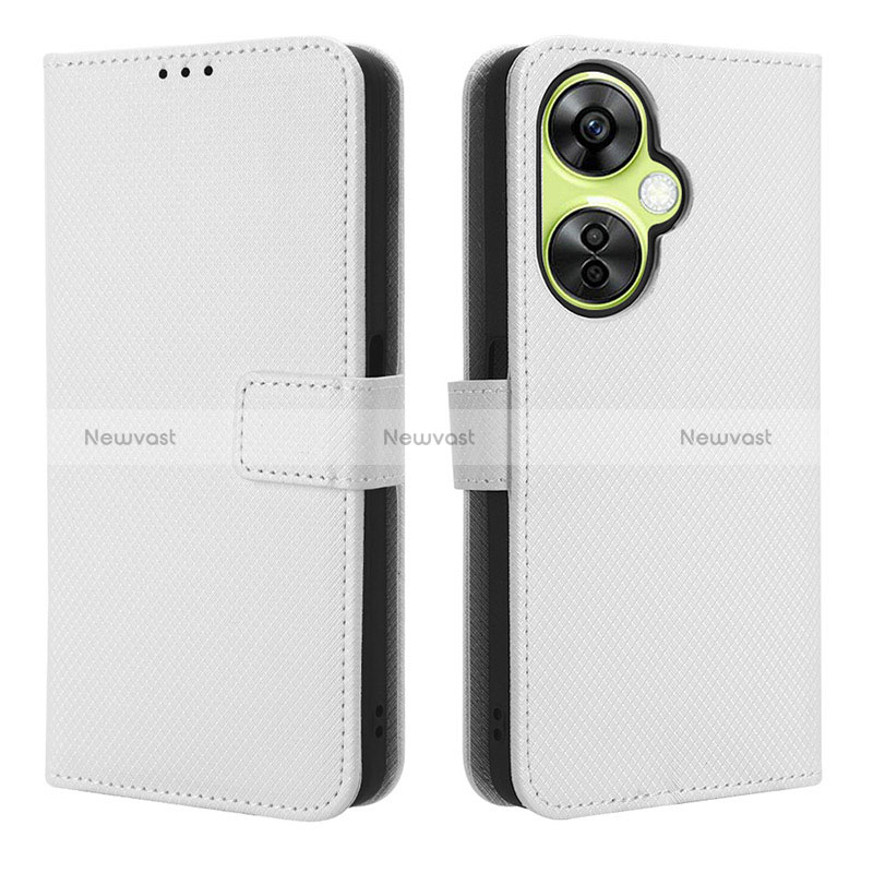 Leather Case Stands Flip Cover Holder BY1 for OnePlus Nord CE 3 5G White