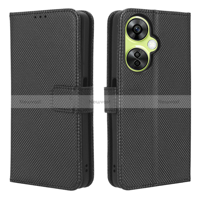 Leather Case Stands Flip Cover Holder BY1 for OnePlus Nord CE 3 Lite 5G Black