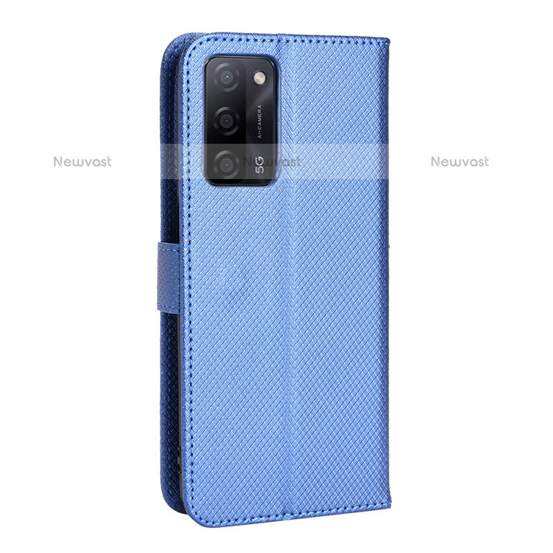 Leather Case Stands Flip Cover Holder BY1 for Oppo A55 5G Blue