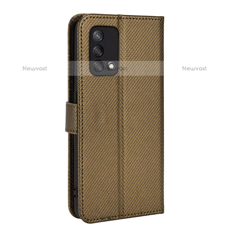 Leather Case Stands Flip Cover Holder BY1 for Oppo A74 4G Brown