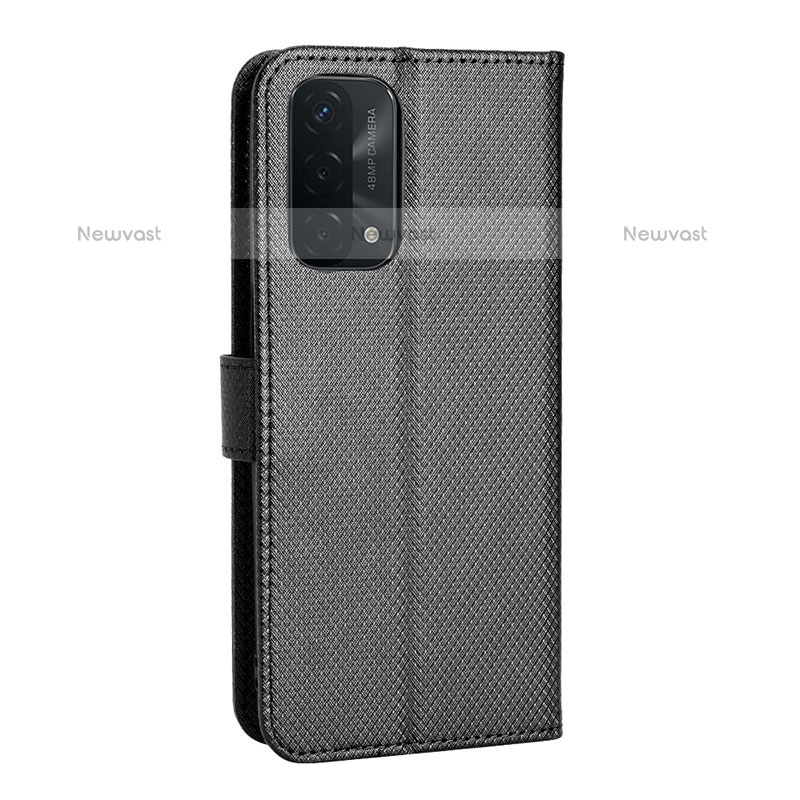 Leather Case Stands Flip Cover Holder BY1 for Oppo A93 5G Black