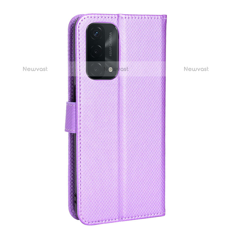 Leather Case Stands Flip Cover Holder BY1 for Oppo A93 5G Purple