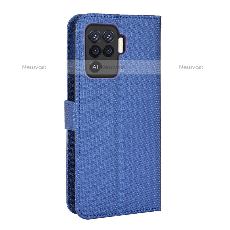 Leather Case Stands Flip Cover Holder BY1 for Oppo F19 Pro Blue