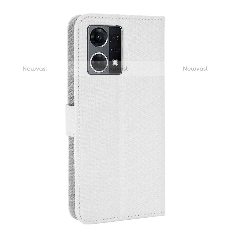 Leather Case Stands Flip Cover Holder BY1 for Oppo F21 Pro 4G White